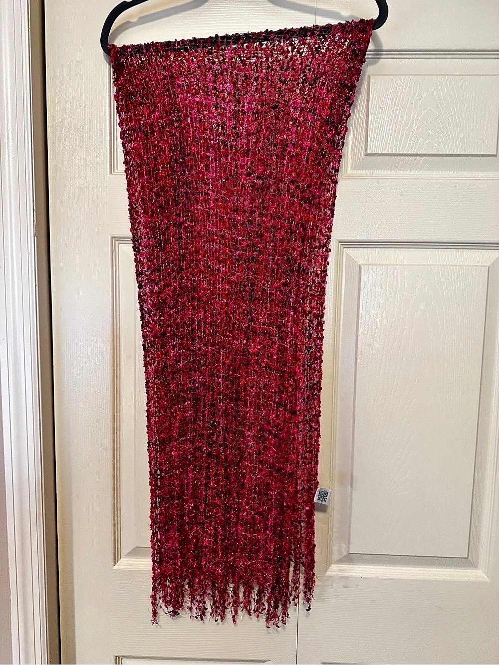 Fringed Scarf in Red and Pink